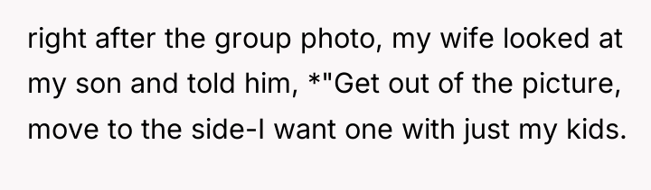 right after the group photo, my wife looked at my...