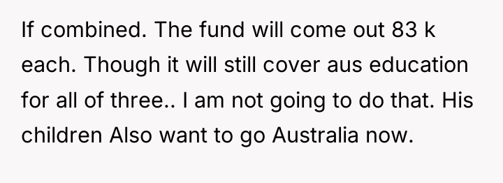 If combined. The fund will come out 83 k each....