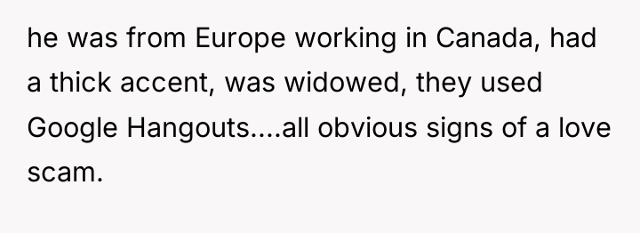 he was from Europe working in Canada, had a thick...