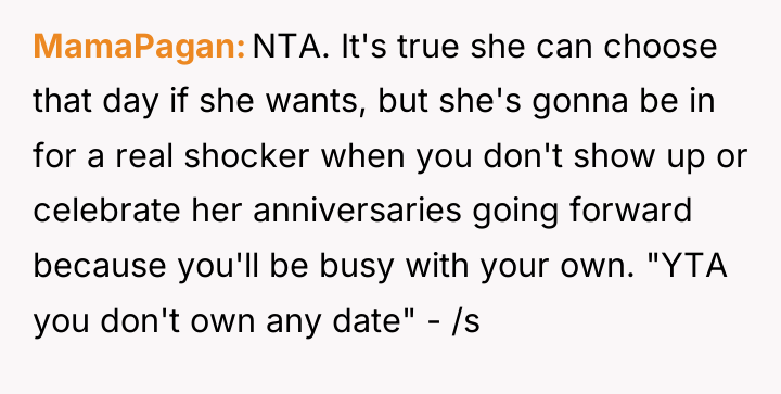 MamaPagan NTA. It's true she can choose that day if...