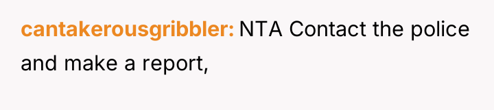 cantakerousgribbler NTA Contact the police and make a report,