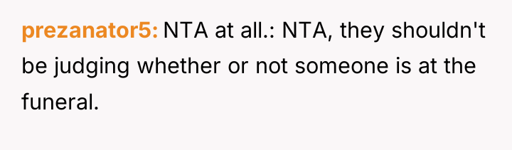 prezanator5 NTA at all.: NTA, they shouldn't be judging whether...