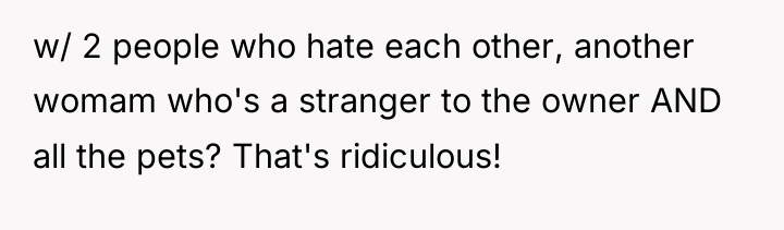w/ 2 people who hate each other, another womam who's...