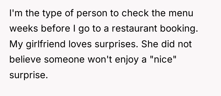 I'm the type of person to check the menu weeks...