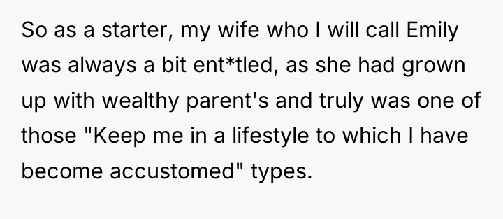 So as a starter, my wife who I will call...