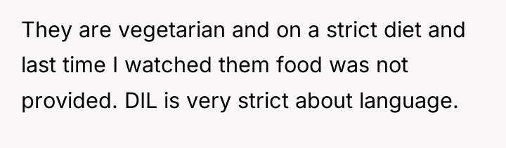 They are vegetarian and on a strict diet and last...