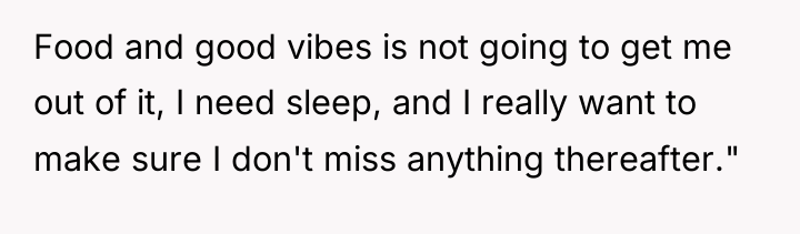 Food and good vibes is not going to get me...
