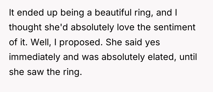 It ended up being a beautiful ring, and I thought...