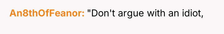 An8thOfFeanor "Don't argue with an idiot,