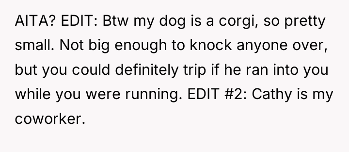 AITA? EDIT: Btw my dog is a corgi, so pretty...