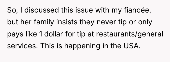 So, I discussed this issue with my fiancée, but her...
