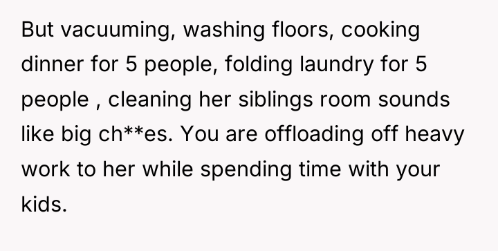 But vacuuming, washing floors, cooking dinner for 5 people, folding...
