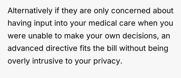 Alternatively if they are only concerned about having input into...