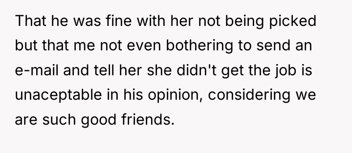That he was fine with her not being picked but...