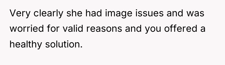 Very clearly she had image issues and was worried for...