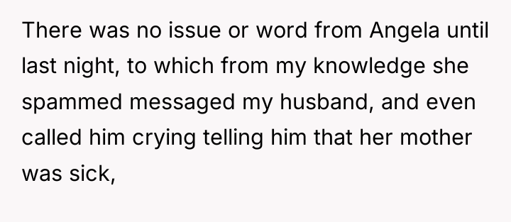 There was no issue or word from Angela until last...