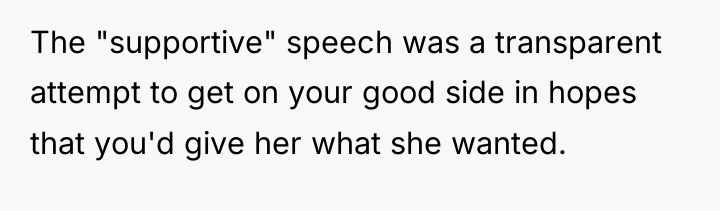 The "supportive" speech was a transparent attempt to get on...