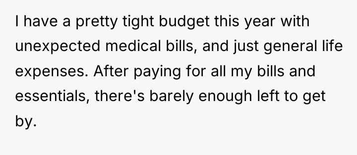 I have a pretty tight budget this year with unexpected...