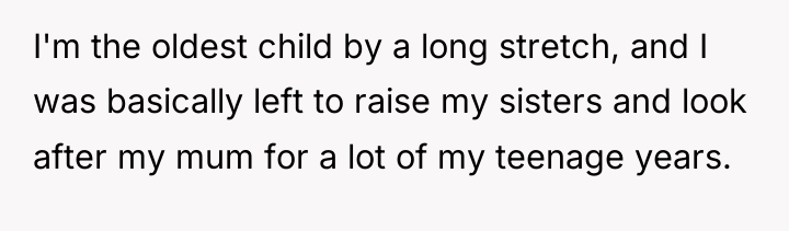 I'm the oldest child by a long stretch, and I...