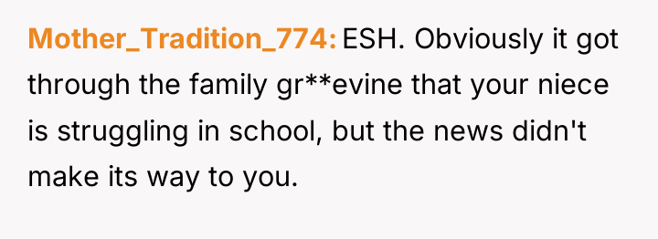 Mother_Tradition_774 ESH. Obviously it got through the family gr**evine that...