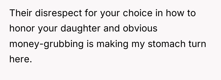 Their disrespect for your choice in how to honor your...
