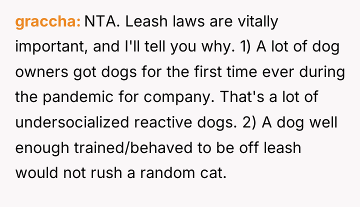 graccha NTA. Leash laws are vitally important, and I'll tell...