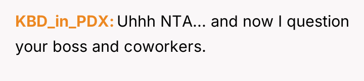 KBD_in_PDX Uhhh NTA... and now I question your boss and...