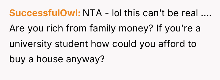 SuccessfulOwl NTA - lol this can't be real .... Are...