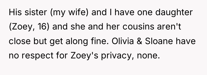 His sister (my wife) and I have one daughter (Zoey,...