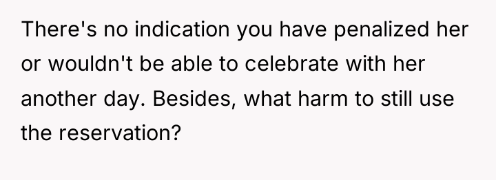 There's no indication you have penalized her or wouldn't be...