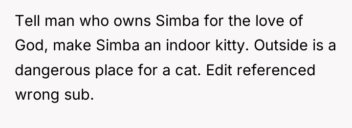 Tell man who owns Simba for the love of God,...
