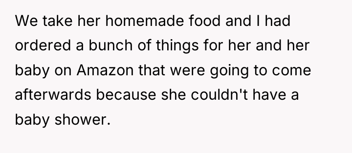 We take her homemade food and I had ordered a...