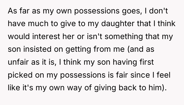 As far as my own possessions goes, I don't have...