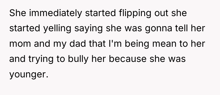 She immediately started flipping out she started yelling saying she...