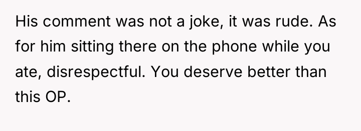 His comment was not a joke, it was rude. As...