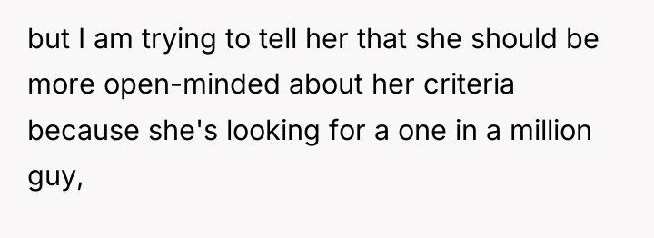 but I am trying to tell her that she should...