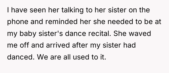 I have seen her talking to her sister on the...