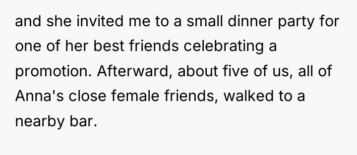 and she invited me to a small dinner party for...