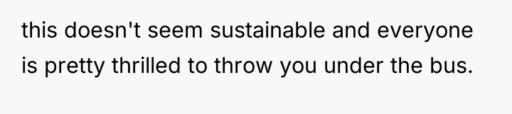 this doesn't seem sustainable and everyone is pretty thrilled to...