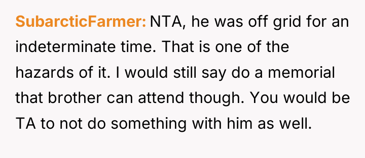 SubarcticFarmer NTA, he was off grid for an indeterminate time....