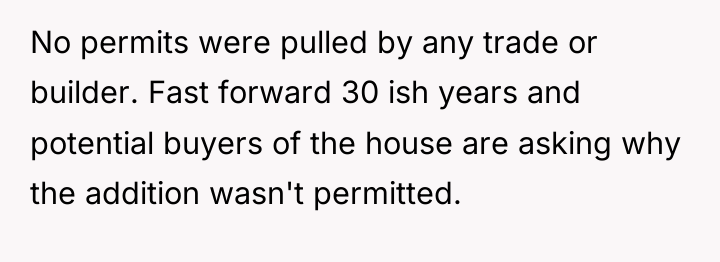 No permits were pulled by any trade or builder. Fast...