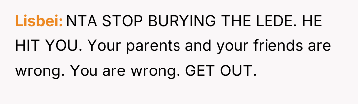 Lisbei NTA STOP BURYING THE LEDE. HE HIT YOU. Your...
