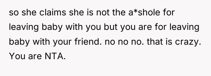 so she claims she is not the a*shole for leaving...
