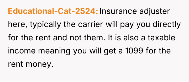 Educational-Cat-2524 Insurance adjuster here, typically the carrier will pay you...