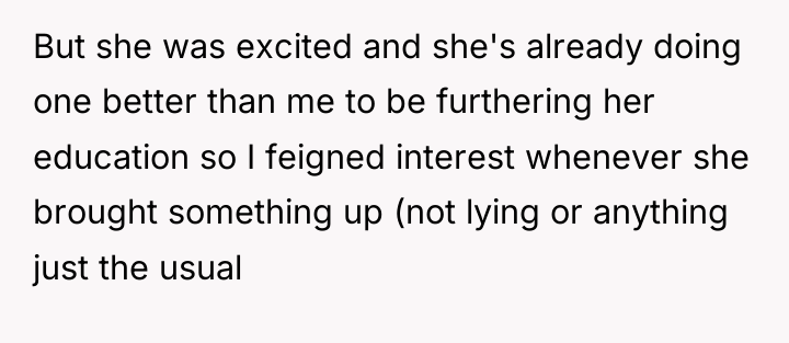 But she was excited and she's already doing one better...