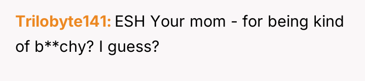 Trilobyte141 ESH Your mom - for being kind of b**chy?...