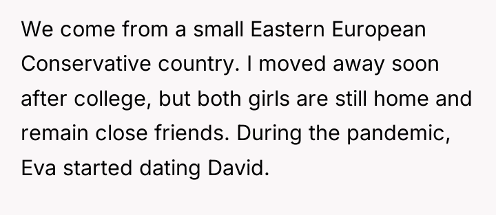 We come from a small Eastern European Conservative country. I...