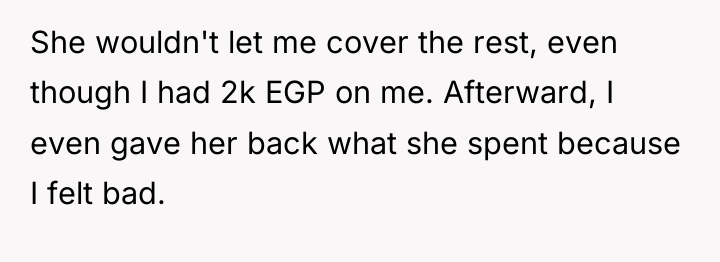 She wouldn't let me cover the rest, even though I...