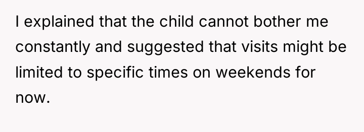 I explained that the child cannot bother me constantly and...