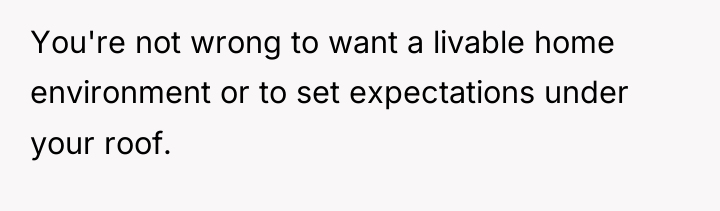 You're not wrong to want a livable home environment or...